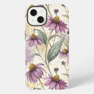 Watercolor Echinacea Purple & Gold iPhone 13 Case