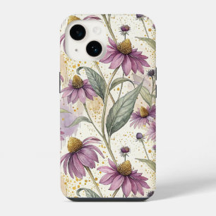 Watercolor Echinacea Purple & Gold iPhone 14 Case