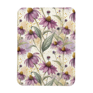 Watercolor Echinacea Purple & Gold Magnet