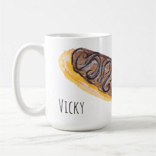 Watercolor Eclairs Doughnuts Fun Hand Painted Coffee Mug