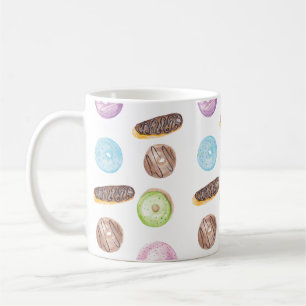 Watercolor Eclairs Doughnuts Fun Whimiscal Sweet Coffee Mug