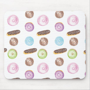 Watercolor Eclairs Doughnuts Fun Whimiscal Sweet Mouse Pad