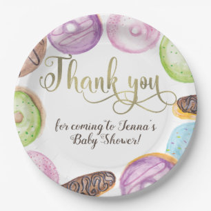 Watercolor Eclairs Doughnuts Fun Whimiscal Sweet Paper Plate