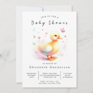 Watercolor Editable Duck Baby Shower Invitation
