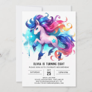 Watercolor Editable Horse Birthday Invitation