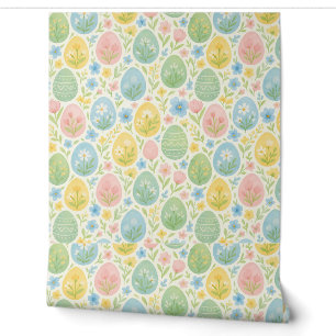 Watercolor Egg Floral Peel and Stick Wallpa Wallpaper