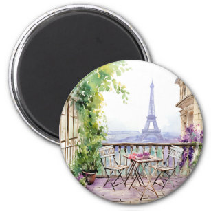 Watercolor Eifel Tower Paris French Cafe Magnet