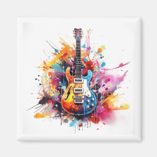 watercolor electric guitar magnet