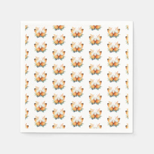 Watercolor Elegant Autumn Fall Butterfly Pattern Napkin