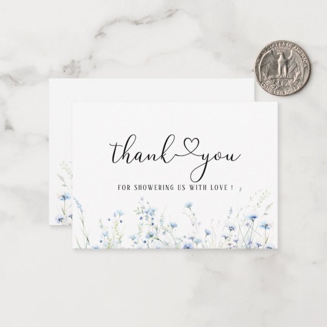 Watercolor Elegant  Baby in bloom baby shower than Card (Front/Back In Situ)