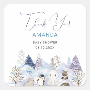 Watercolor Elegant Baby it is cold outside Baby S Square Sticker