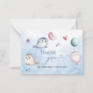 Watercolor Elegant Baby Seal baby shower thank you Card