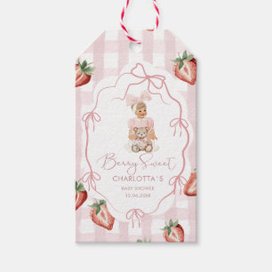 Watercolor elegant Berry Sweet girl strawberry bi Gift Tags