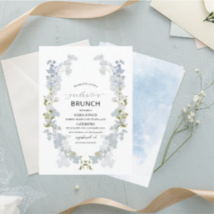 Watercolor Elegant blue flowers graduation Brunch Invitation