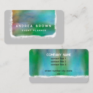 watercolor elegant blue green double sided  business card