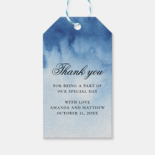 Watercolor elegant blue nautical wedding thank you gift tags