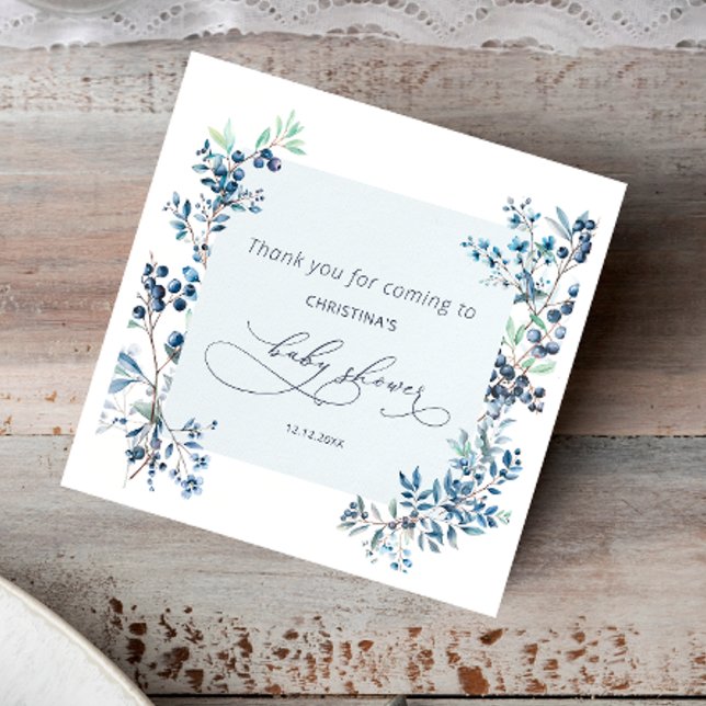 Watercolor Elegant Blueberries Baby Shower Napkins (Creator Uploaded)