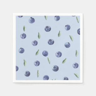 Watercolor  elegant blueberry baby shower napkin