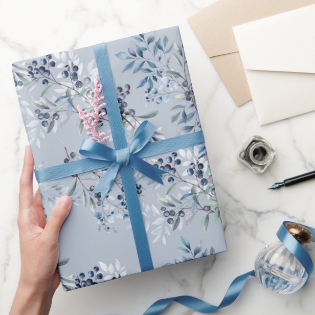 Watercolor Elegant Blueberry Wrapping Paper (Gifting)
