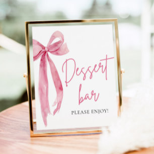 Watercolor Elegant Blush Pink Bow Dessert Bar Sign