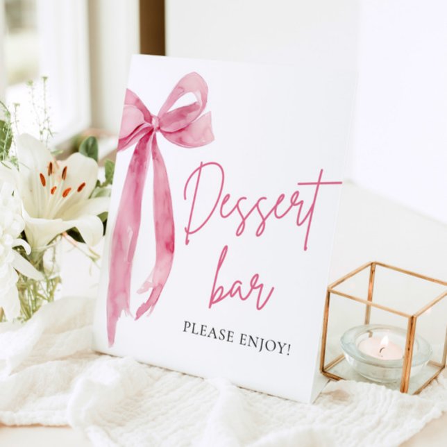 Watercolor Elegant Blush Pink Bow Dessert Bar Sign (Watercolor Elegant Blush Pink Bow Dessert Bar Sign)