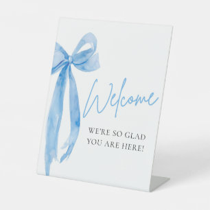 Watercolor Elegant Blush Pink Bow Welcome Sign