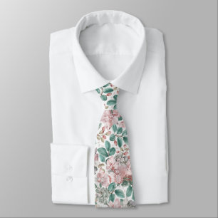Watercolor Elegant Blush Pink Gum Eucalyptus       Tie