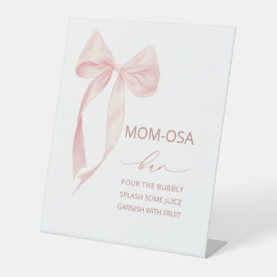 Watercolor elegant bow ribbon baby shower mum-osa Pedestal Sign