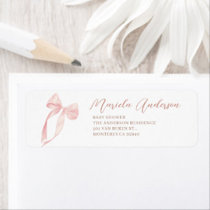 Watercolor Elegant Bow Ribbon baby shower Return Address Label