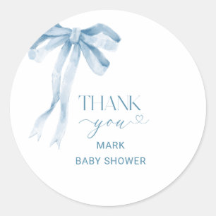 Watercolor Elegant Bow Ribbon  Baby ShowerSticker Classic Round Sticker
