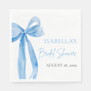 Watercolor Elegant Dusty Blue Bow Bridal Shower Napkin