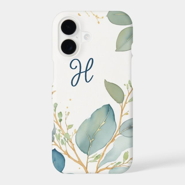 Watercolor elegant eucalyptus branch monogram (Back)