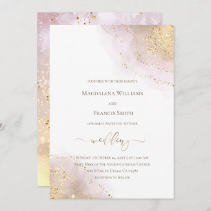 ○ watercolor elegant faux glitter details wedding invitation