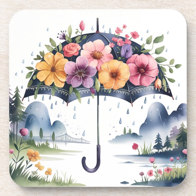 Watercolor Elegant Floral  Coaster (Front)