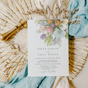 Watercolor Elegant Floral Pastel Wedding Invitation
