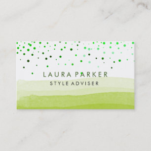 Watercolor Elegant Glitter Sea Green Confetti Business Card