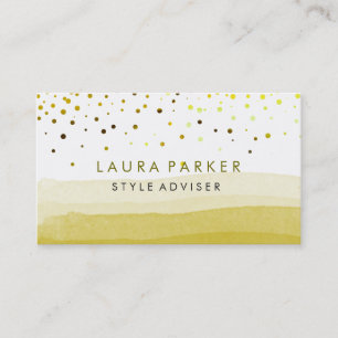 Watercolor Elegant Glitter Subtle Green Confetti Business Card