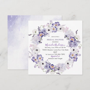 Watercolor elegant lilac flowers bridal shower holiday card