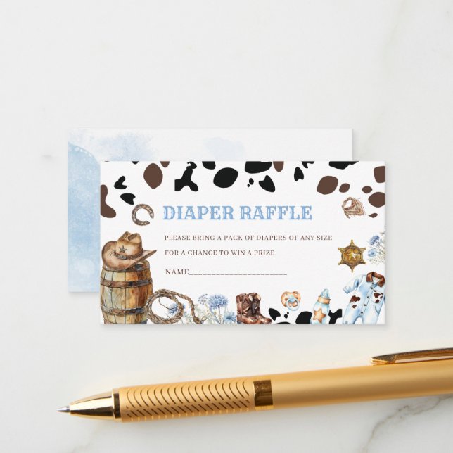  Watercolor elegant Little cowboy Rodeo Country ba Enclosure Card (Front/Back In Situ)