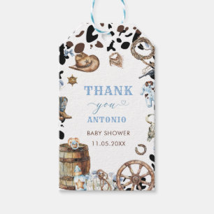 Watercolor Elegant Little Cowboy Rodeo Country Bab Gift Tags