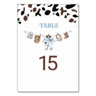 Watercolor Elegant Little Cowboy Rodeo Country Tab Table Number