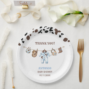 Watercolor elegant Little Cowboy RodePaper Napkin Paper Plate