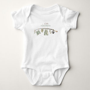 Watercolor Elegant Little Fisherman Baby Shower Baby Bodysuit