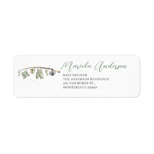 Watercolor Elegant Little Fisherman  baby shower Return Address Label