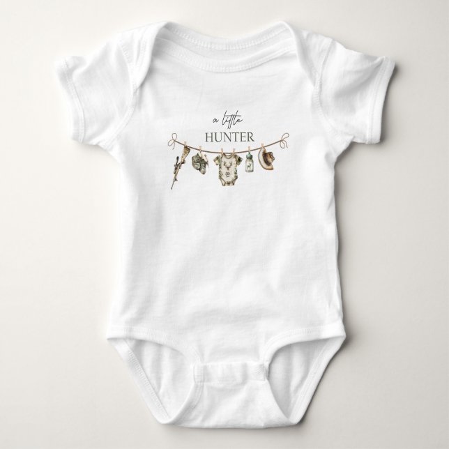 Watercolor Elegant Little Hunter Baby Shower Bodysuit (Front)