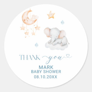 Watercolor Elegant Little Star  Elephant  Baby Sho Classic Round Sticker