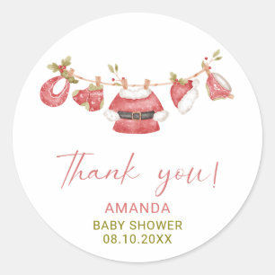 Watercolor Elegant Little Star Santa Baby Shower Classic Round Sticker