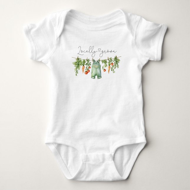 Watercolor Elegant Locally grown Baby ShoweT-Shirt Bodysuit (Front)
