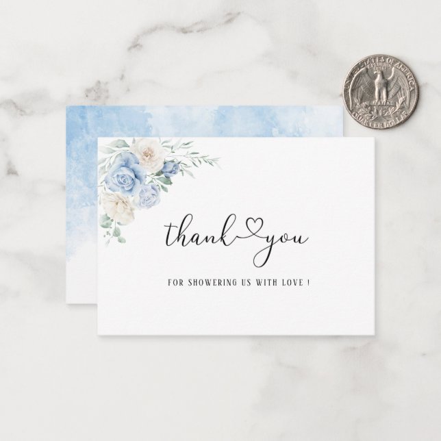 Watercolor Elegant Love in bloom Bridal shower tha Card (Front/Back In Situ)