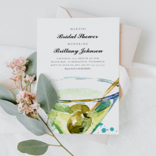 Watercolor Elegant Martini Bridal Shower Invitation
